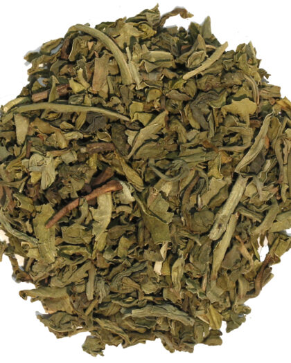 A wholesale 1 lb bag of Organic Decaffeinated Green Tea, offering a smooth green tea flavor with reduced caffeine for anytime enjoyment.