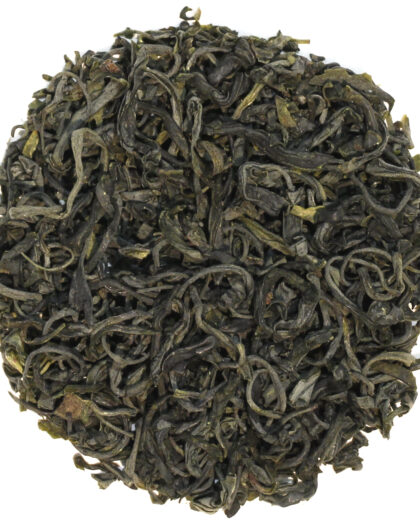Bulk 1 lb bag of Organic Imperial Mao Feng loose leaf green tea by Sipping Streams Tea Company. A delicate Chinese green tea known for its fresh, floral aroma and smooth taste.
