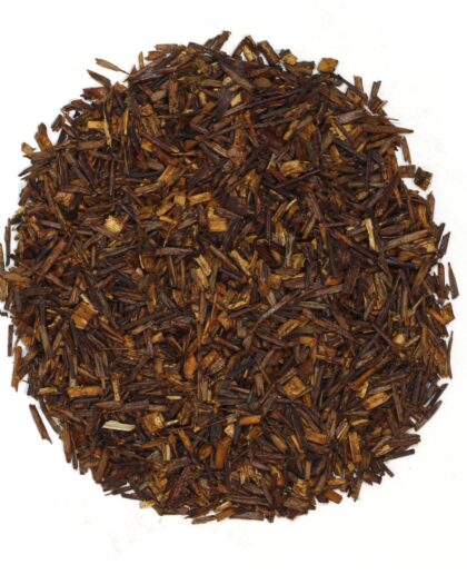 A wholesale 1 lb bag of Organic Rooibos loose leaf herbal tea, featuring fine rooibos needles used for smooth, naturally sweet infusions.