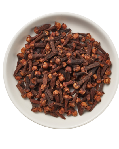 A wholesale 1 lb bag of Organic Whole Cloves, featuring whole clove buds prized for their bold aroma and warming flavor.