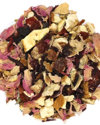 Bulk 1 lb bag of Midnight Sun Herbal Tea blend from Sipping Streams Tea Company. A colorful, caffeine-free mix of herbs and flowers inspired by Alaska’s midnight sun.