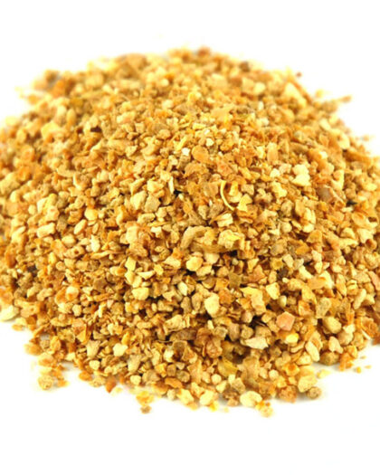 A wholesale 1 lb bag of Organic Orange Peels C/S, featuring cut and sifted citrus peels for herbal teas, blends, and cooking.